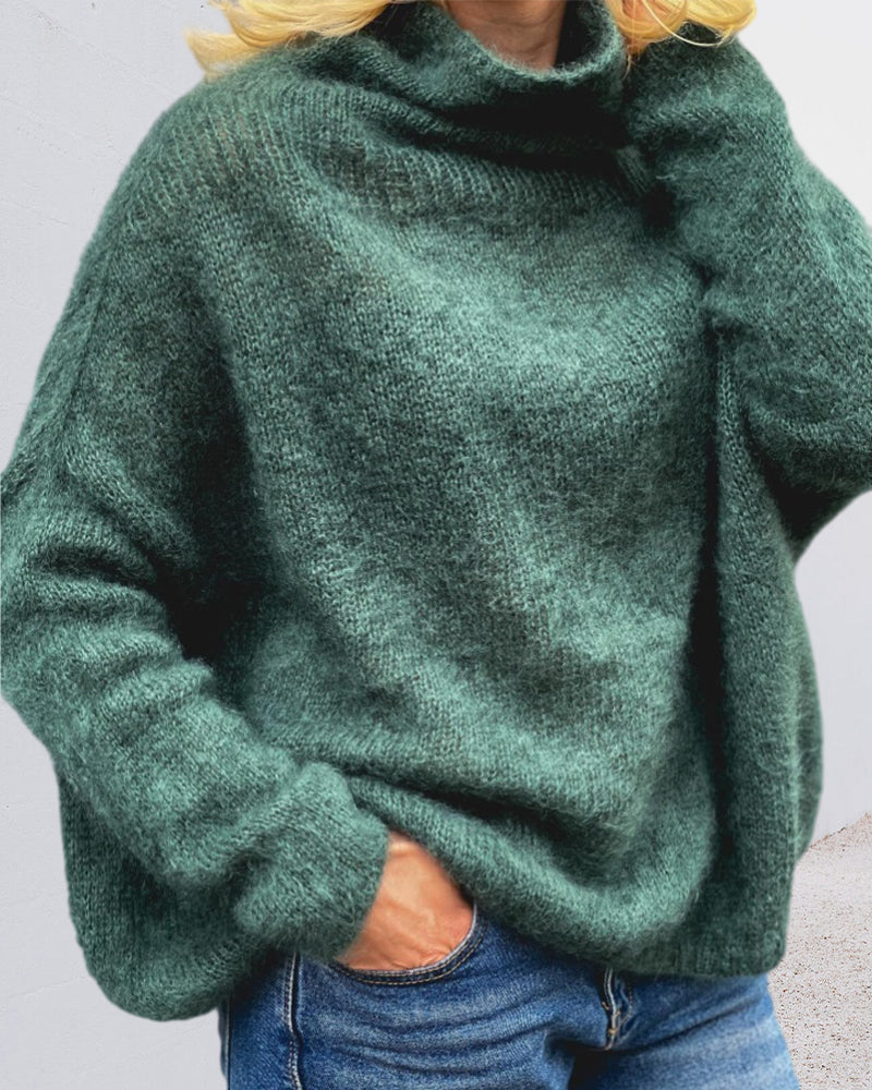 Pullover met hoge hals en effen kleur