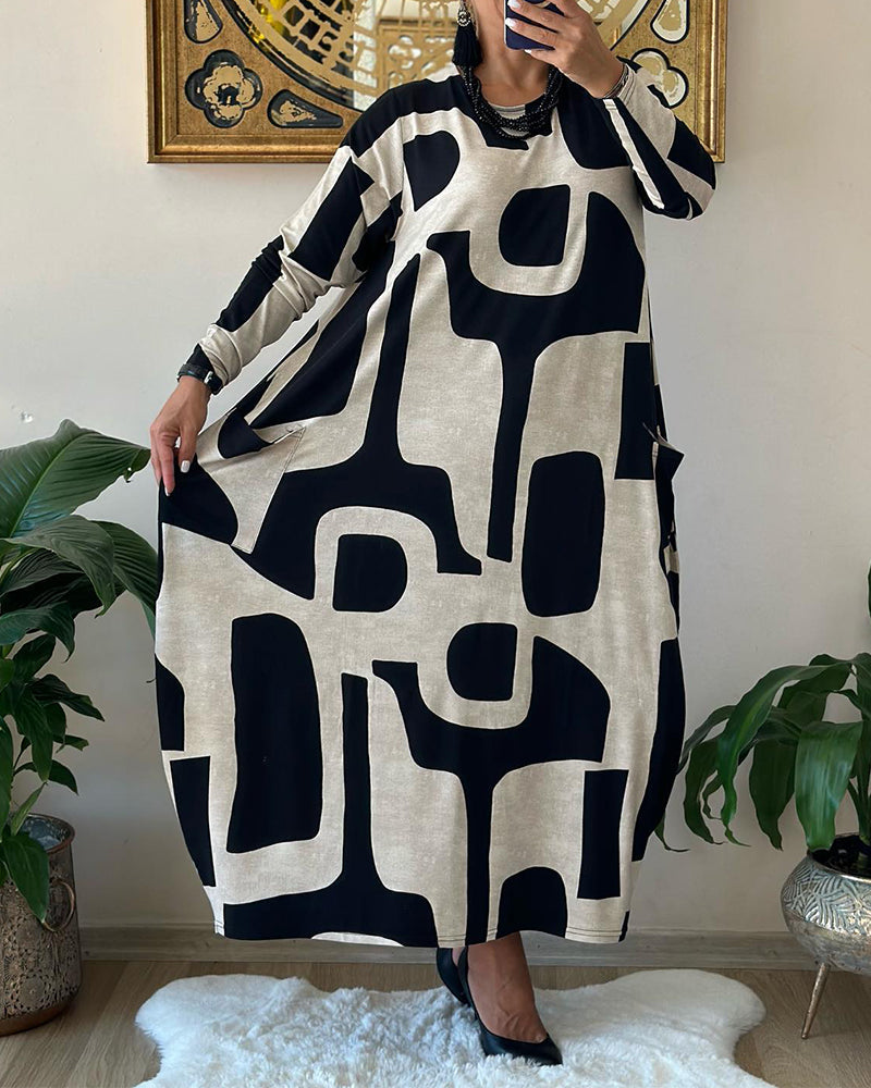 Jurk met lange mouwen en print