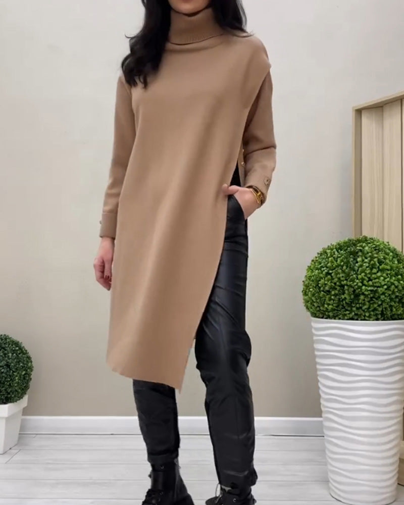 Sweaterjurk met zijsplit