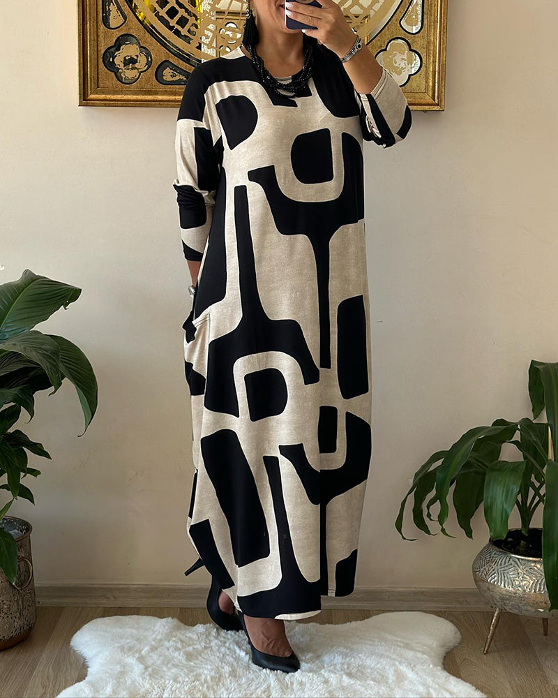 Jurk met lange mouwen en print