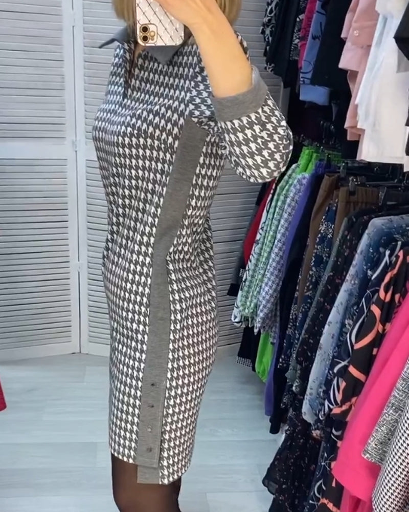 Reversjurk met zak en plaid