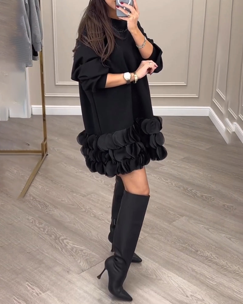 Elegante jurk met patchwork bloemblaadjes