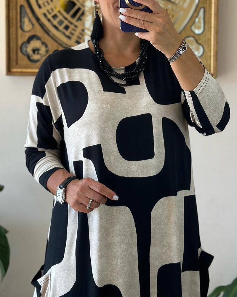 Jurk met lange mouwen en print