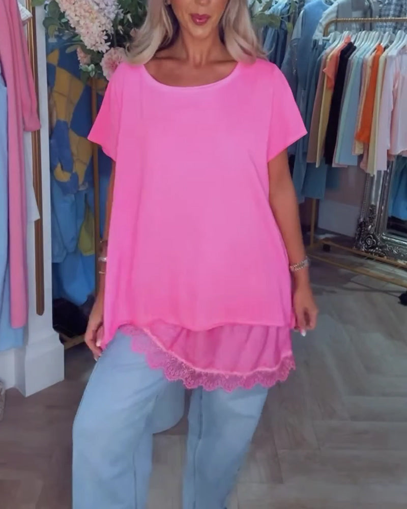 T-shirt Kant Samengesteld Korte Mouw