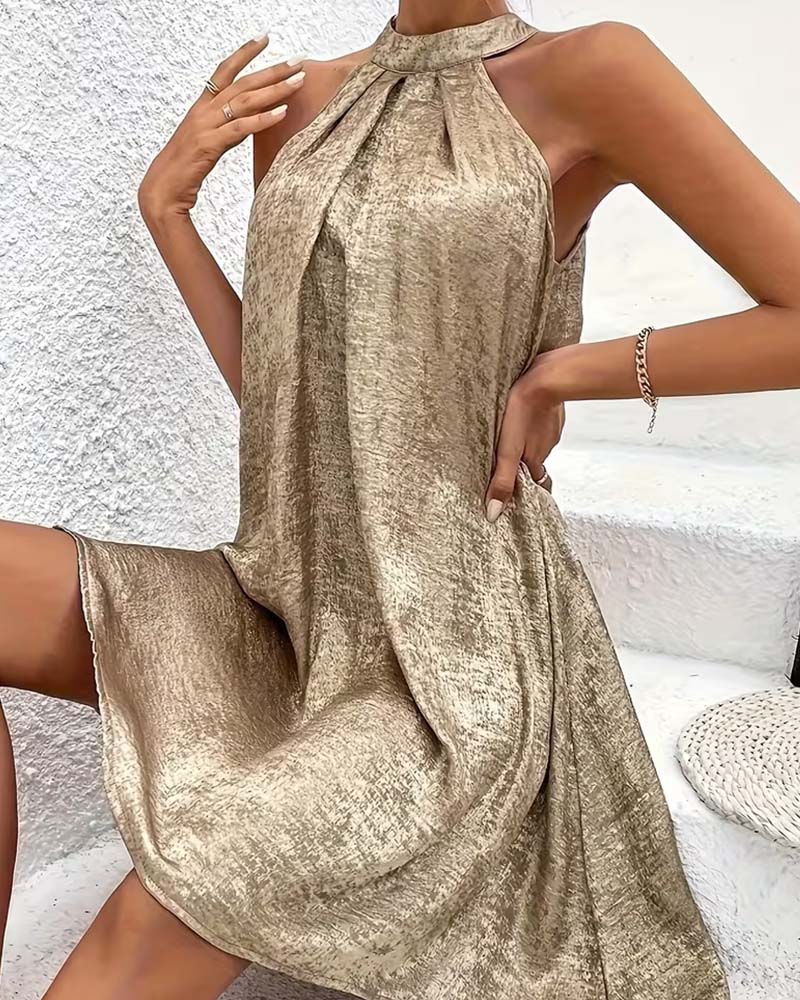 Jurk Lichte Luxe Mouwloos Off-Shoulder Halter