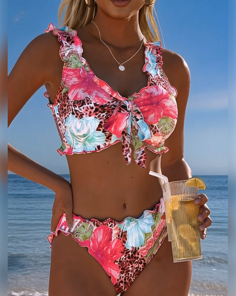 Bikinis Bloemen Luipaard Patchwerk