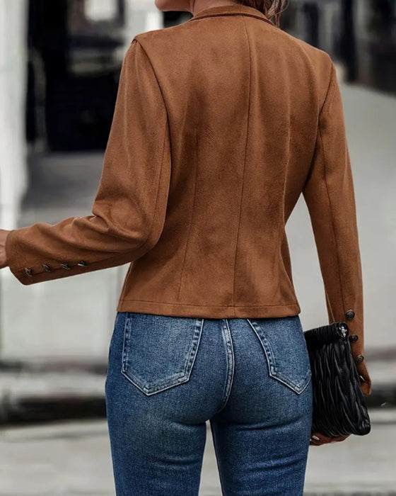 Stijlvol effen jasje met dubbele rij knopen