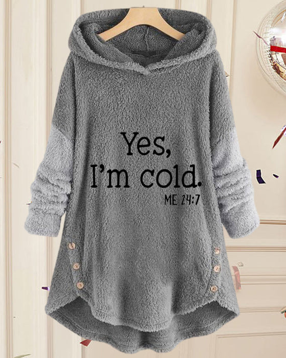 Casual lange mouw hoodie bedrukt tuniek top