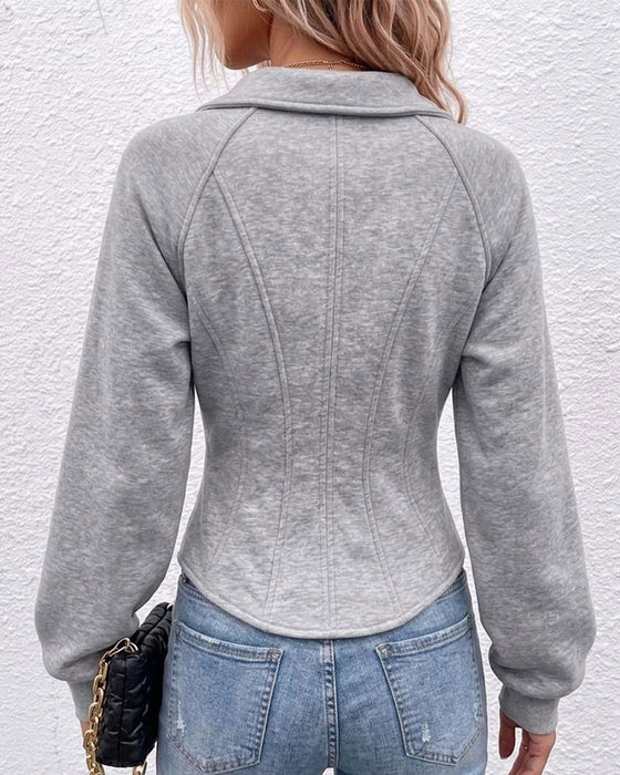 Jas Kraag Rits Taille Effen Kleur