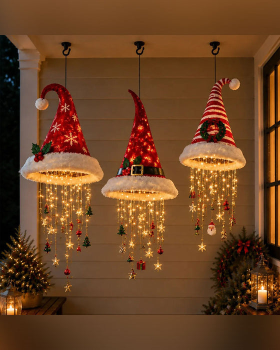 🎅 Verlichte Kerstman Hoed Hangende Kroonluchter🎄