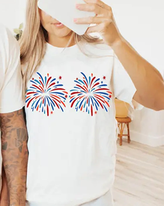 Bedrukte Casual T-Shirt Met Ronde Hals