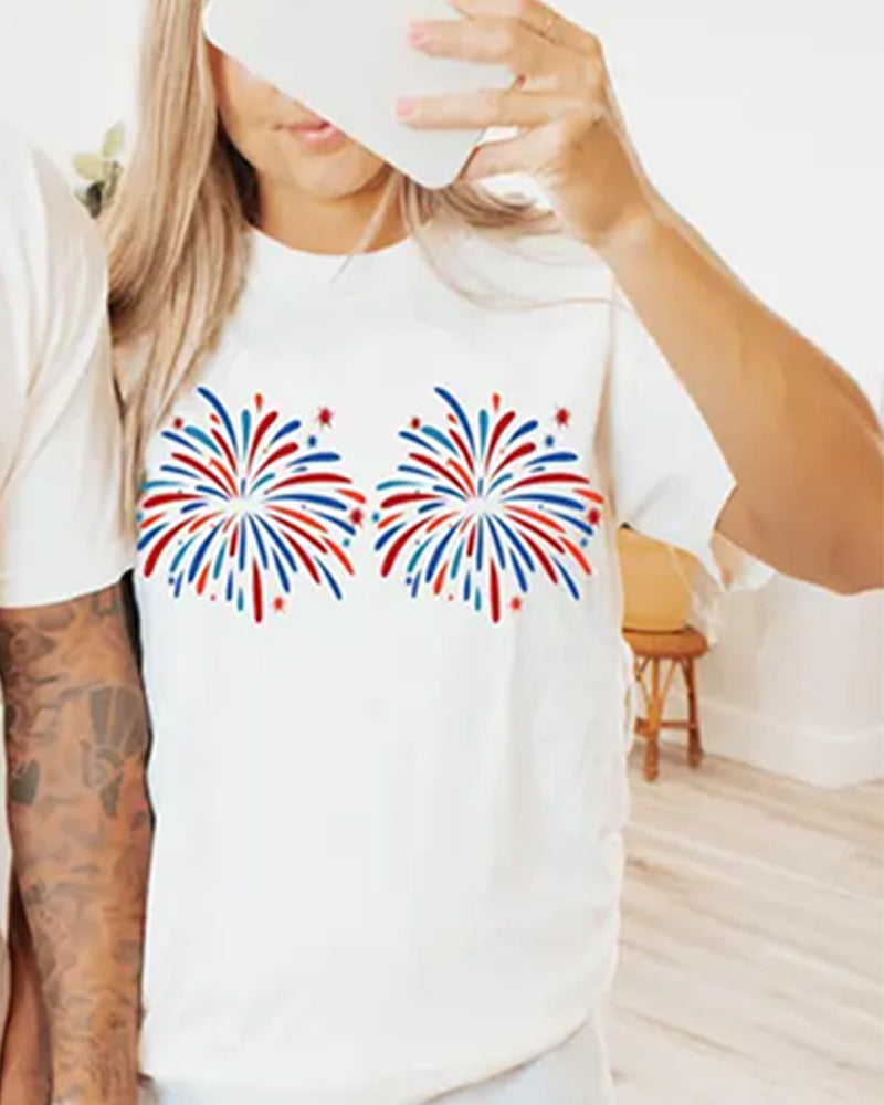 Bedrukte Casual T-Shirt Met Ronde Hals