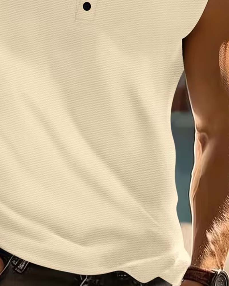 Tanktop Heren Henley Effen Sport