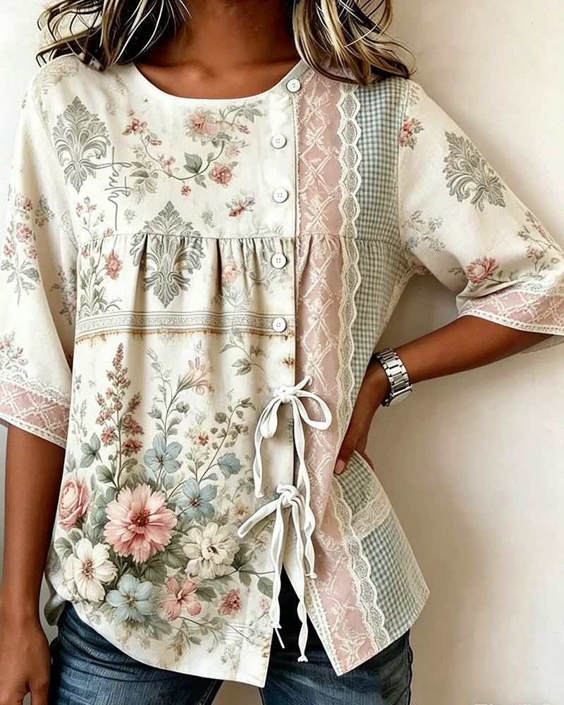 Blouse Retro Bloemenprint Casual