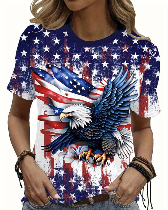 T-Shirt Sterren En Strepen Adelaar Print