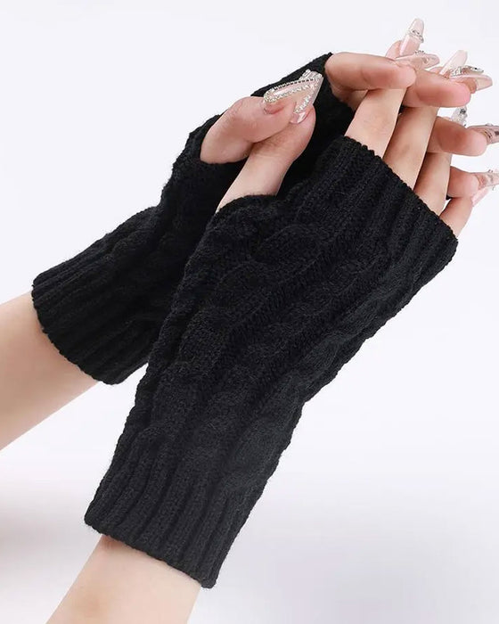 Kabelgebreide Vingerloze Handschoenen
