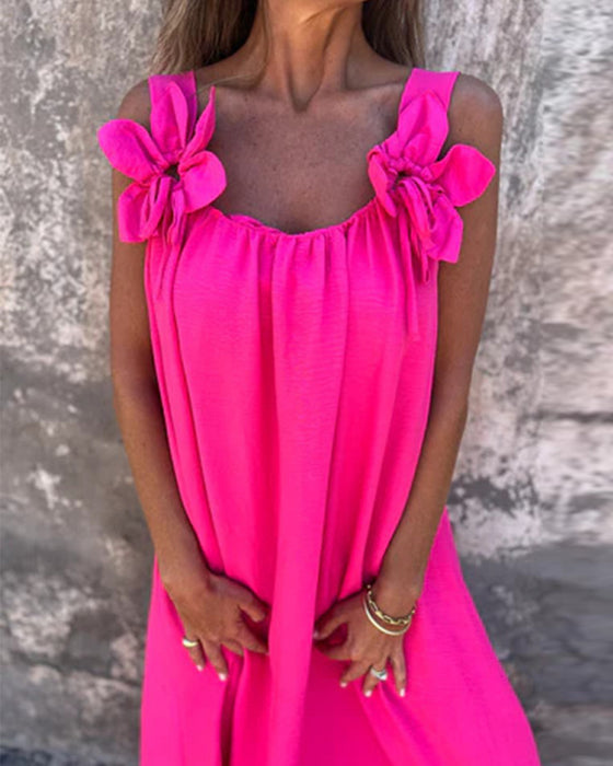 Jurk Mouwloos Effen Kleurrijk Lang