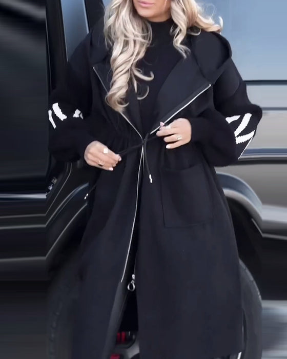 Casual losse lange jas met zakken