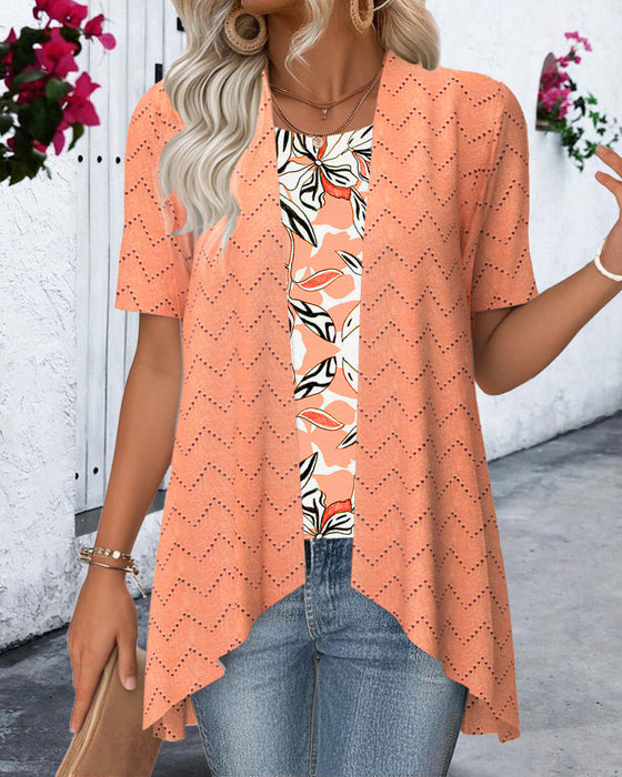 Blouse Nep Twee-Delig Hol Print