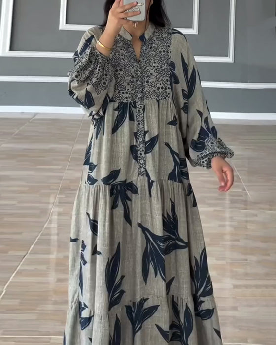 Jurk casual bedrukt met lange mouwen