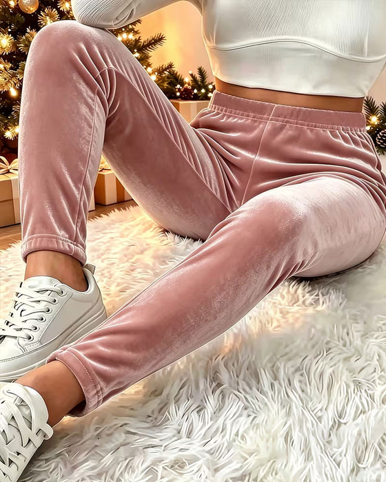 Broek Fluweel Jogger Casual Effen Lang