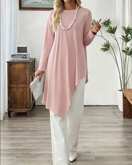 Top Asymmetrisch Middenlang Effen