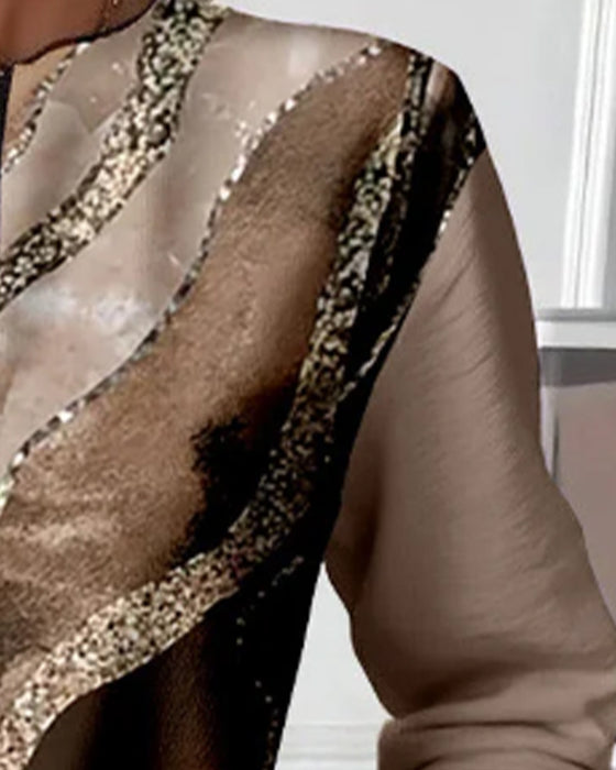 Sweatshirt Met Halve Rits En Vintageprint