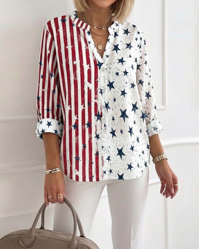 Blouse V-hals Driekwartmouwen