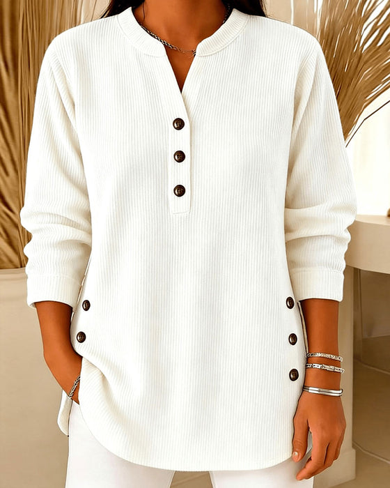 Blouse Knoop Effen Lange Mouw
