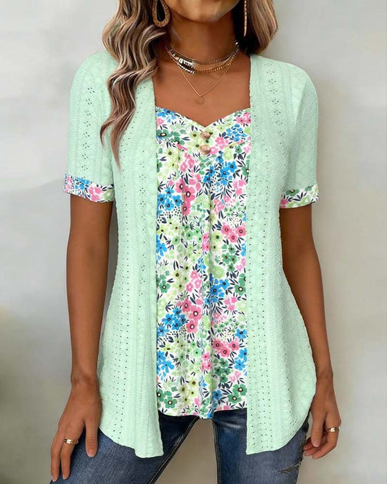Blouse Nep Tweedelig Print Hol