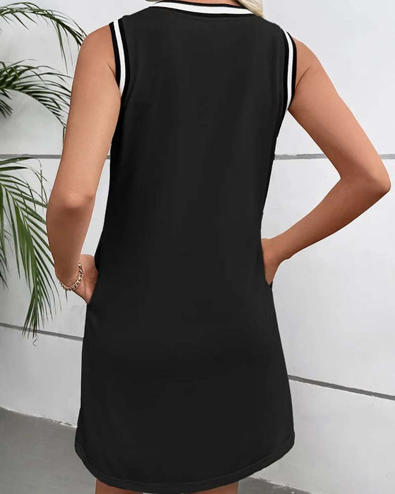Jurk V-Hals Kleurblok Active Tank