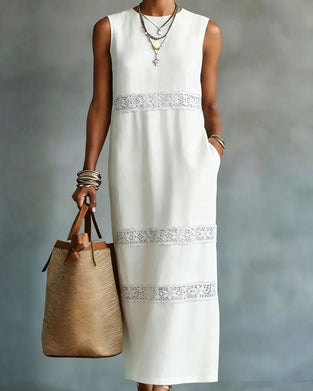 Jurk Mouwloos Kant Patchwork