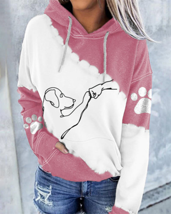 Hoodie met lange mouwen en hondenprint