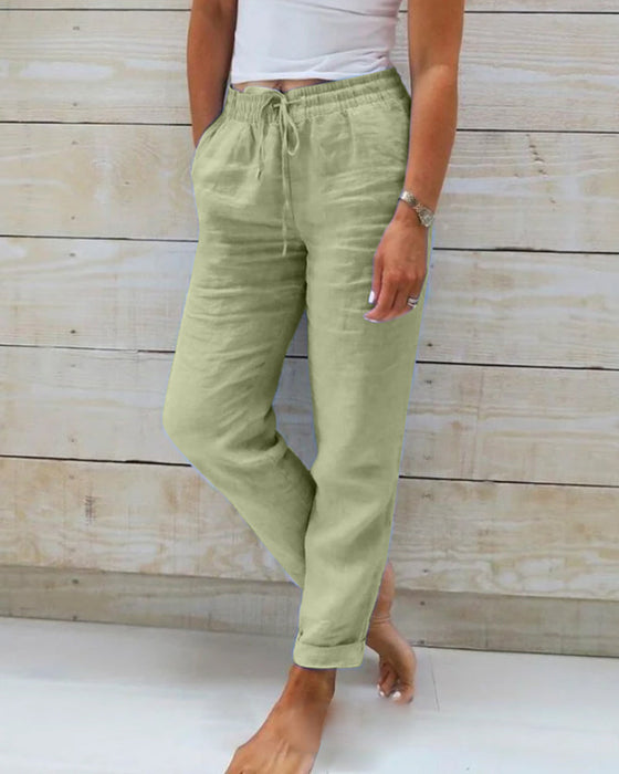 Casual effen broek met rechte pijp