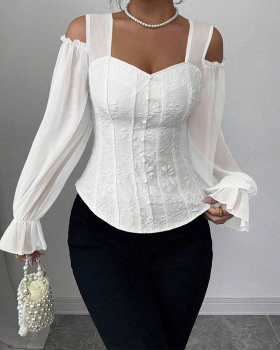 Blouse Off-Shoulder Lange Mouw Taille