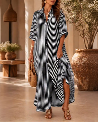 Jurk Casual Gestreept Revers