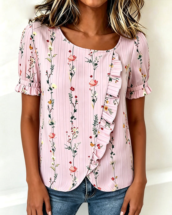 Blouse Ruffle Bloemenprint Pofmouw
