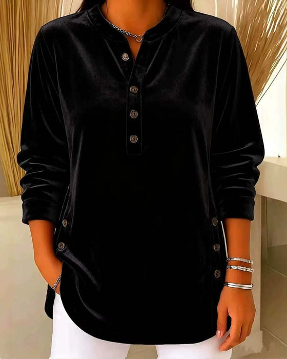 Blouse Casual Lange Mouw Henley