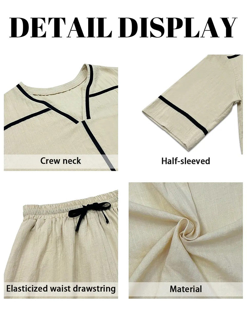 Set V-Hals Contrast Casual Los