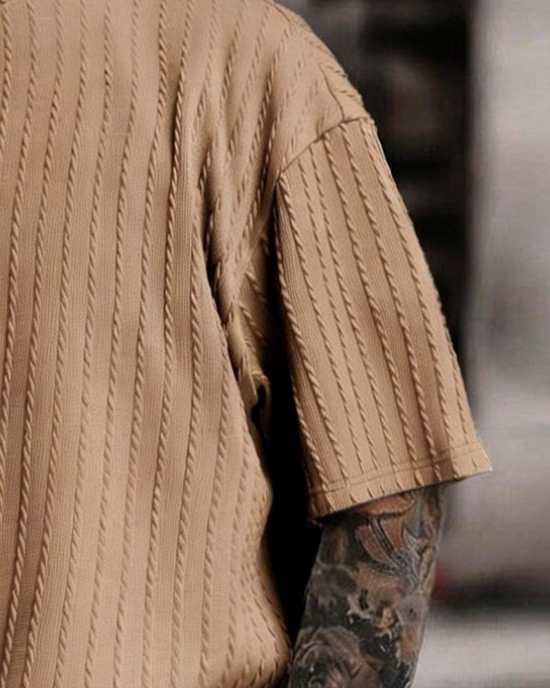 Herren Gestreept T-Shirt En Shorts Tweedelig Set