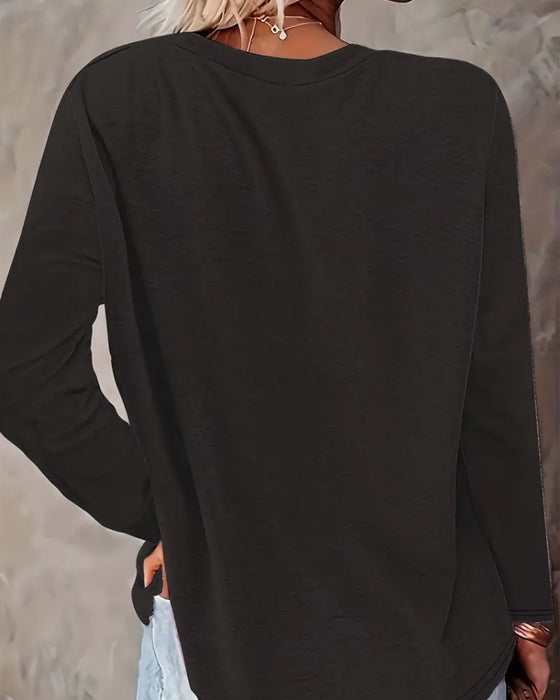 Sneeuwman print ronde hals casual top met lange mouwen