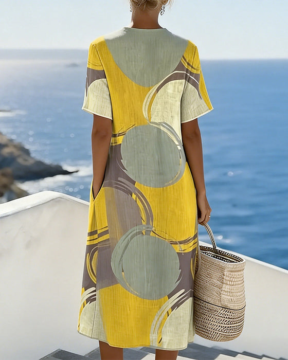 Jurk Color-Block Geometrische Print