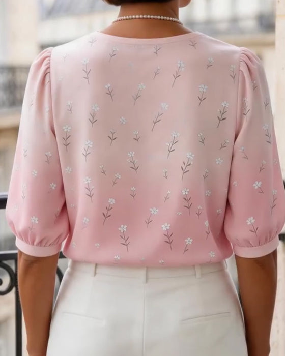Blouse Bloemen Peter Pan Kraag Ballon Mouw