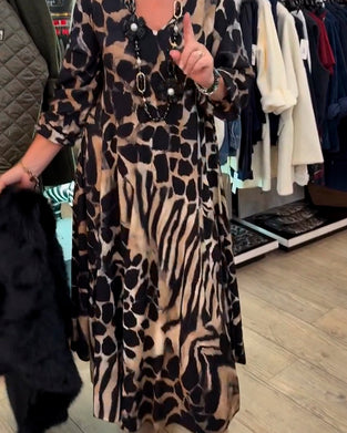 Jurk Luipaard Zebra Los Lange Mouw