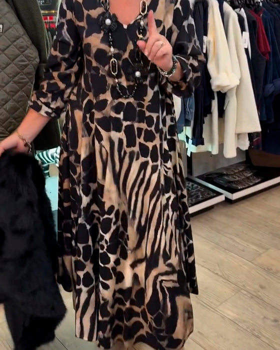 Jurk Luipaard Zebra Los Lange Mouw