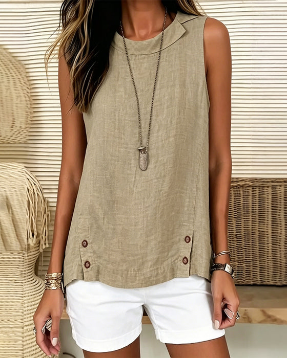 Blouse Mouwloos Omslagkraag
