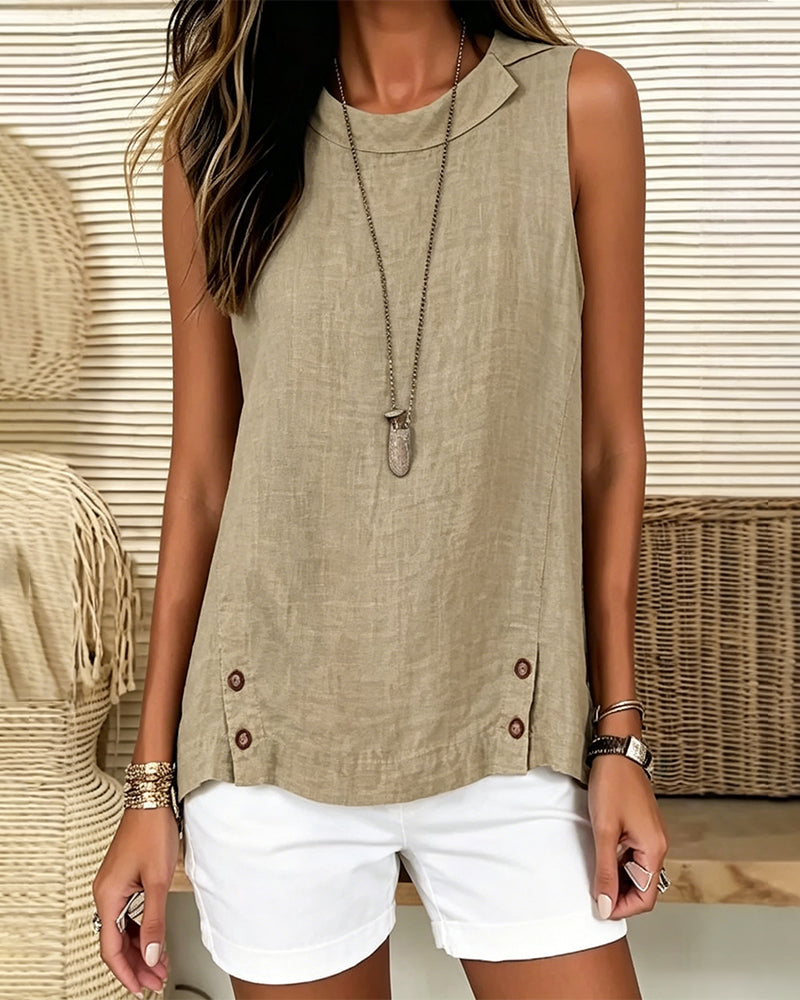 Blouse Mouwloos Omslagkraag