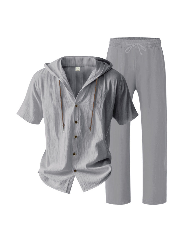 Heren Lichtgewicht Capuchon Tweedelig Set Voor Zomer Casual Wear