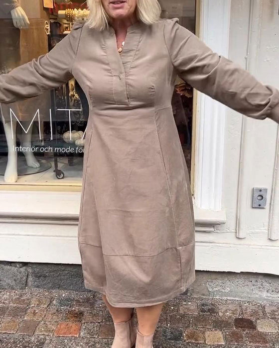 Casual Retro Long Sleeve Dress