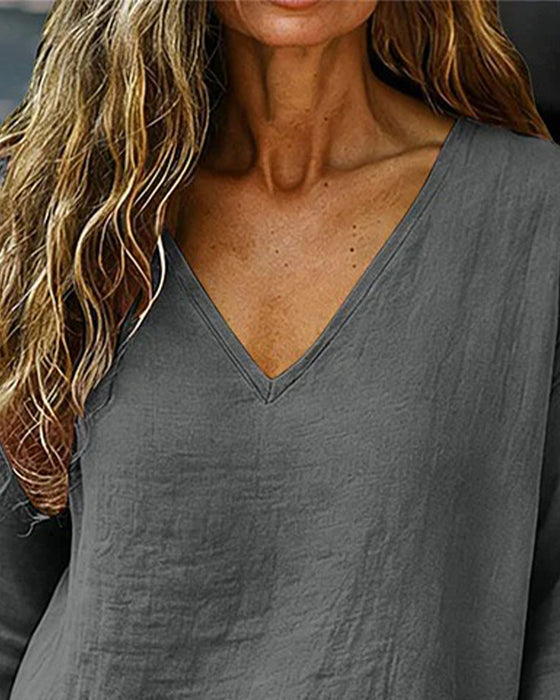 Blouse Drop-Shoulder V-Hals 3/4-Mouw